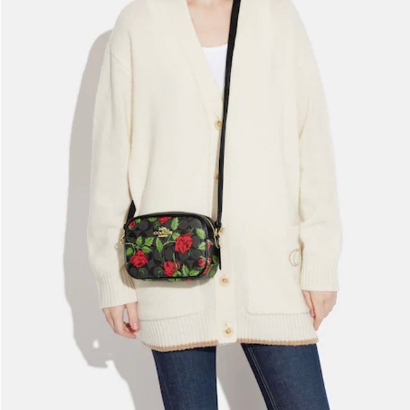 Authentic COACH Limited edition Snowwhite Leather/floral coated zip top Crosby - Picture 9 of 10